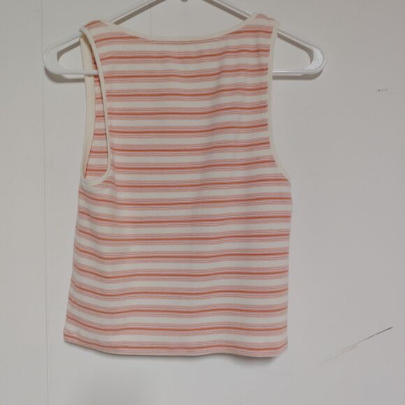AEO Striped Cotton Tank Top Size L Crop Pink  NWOT Casual Comfort - Picture 5 of 6